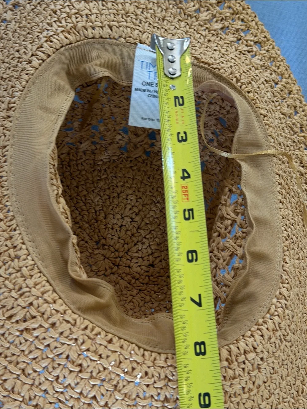 Time and Tru Straw Crochet Sun Hat - Natural Tan